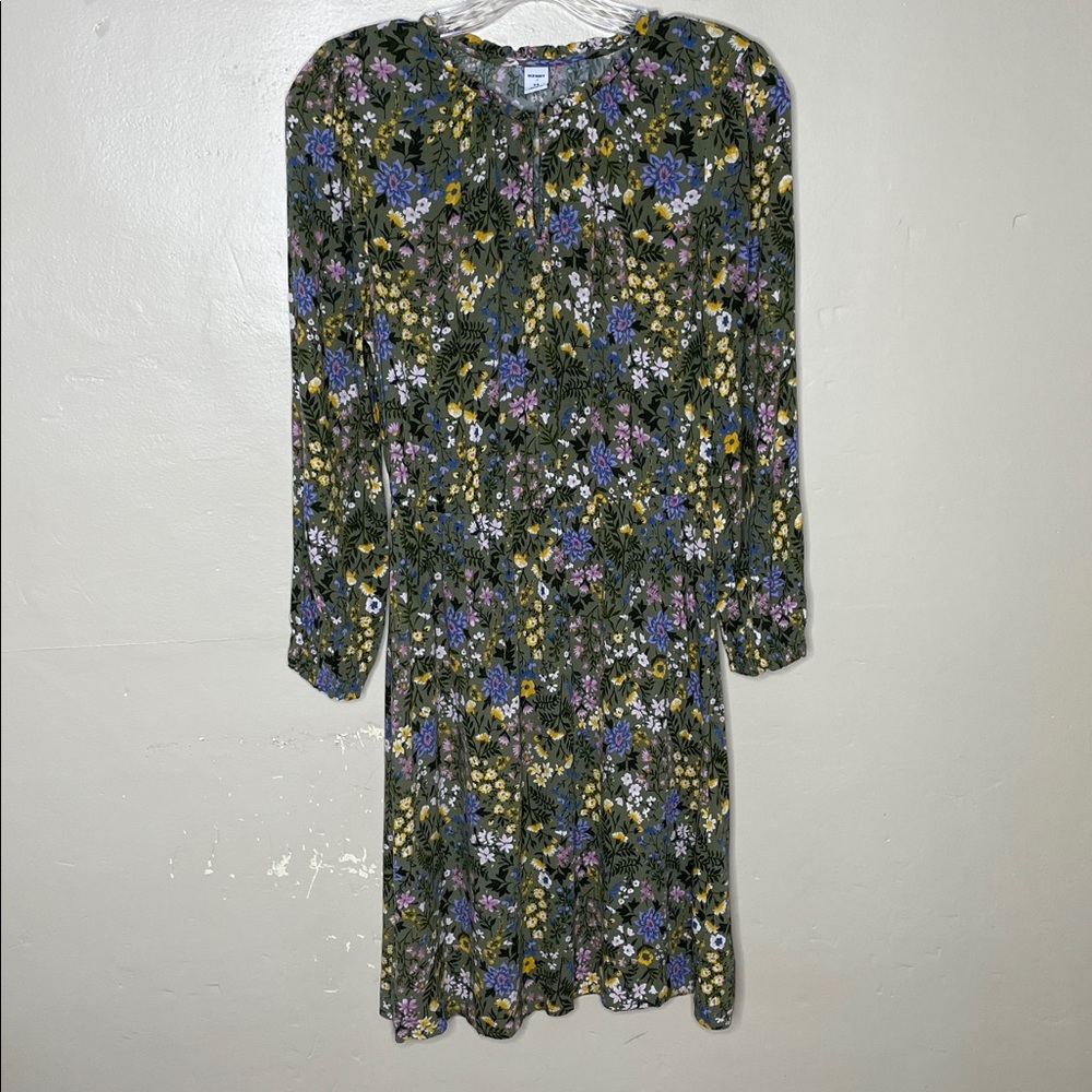 OLD NAVY Green & Yellow Ditzy Floral Tradwife Feminine Cottagecore Dress XS